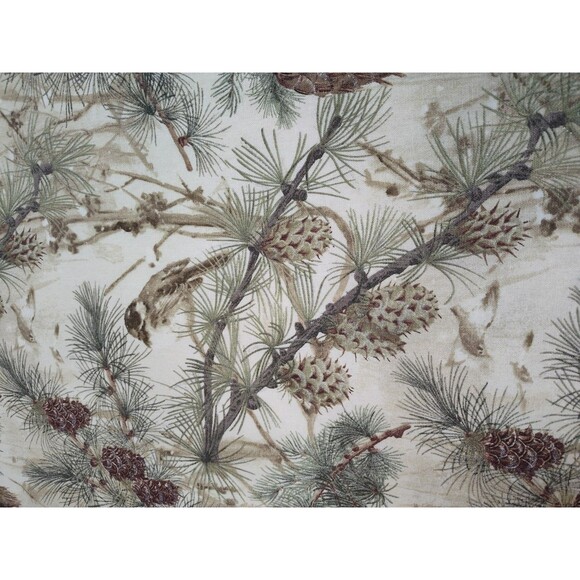 Pottery Barn Snow Pine Bird Linen Blend Tablecloth 70" X 108" Pre-owned Glitter - Picture 1 of 6